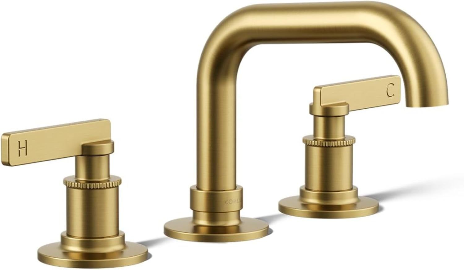 Vibrant Brushed Moderne Brass Widespread Bathroom Sink Faucet