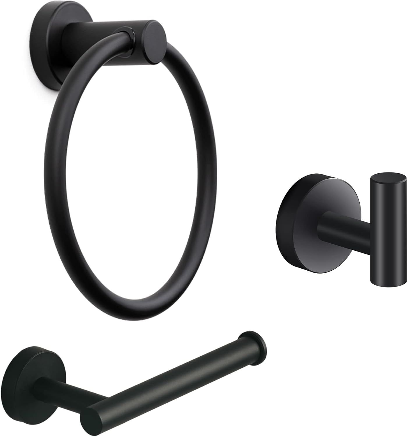 Matte Black Stainless Steel 3-Piece Bathroom Hardware Set