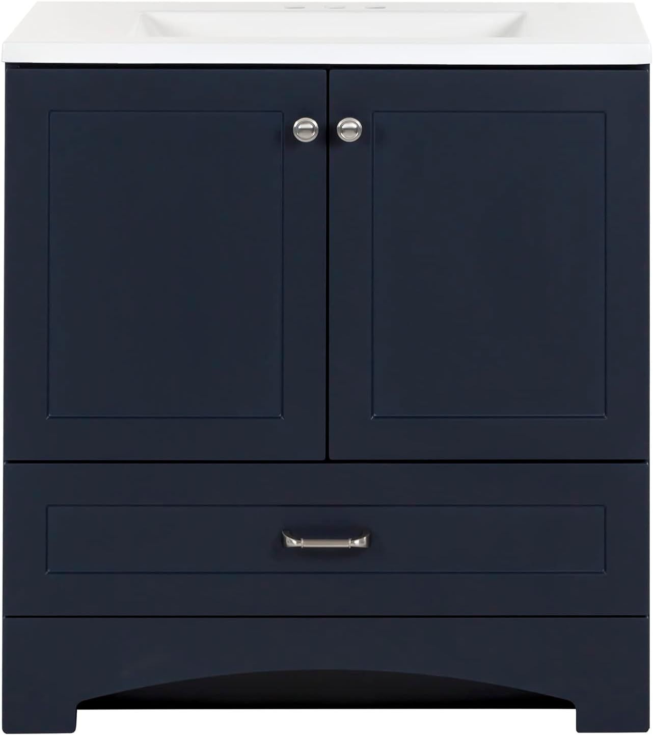 Deep Blue Shaker Style Bathroom Vanity with Marble Top