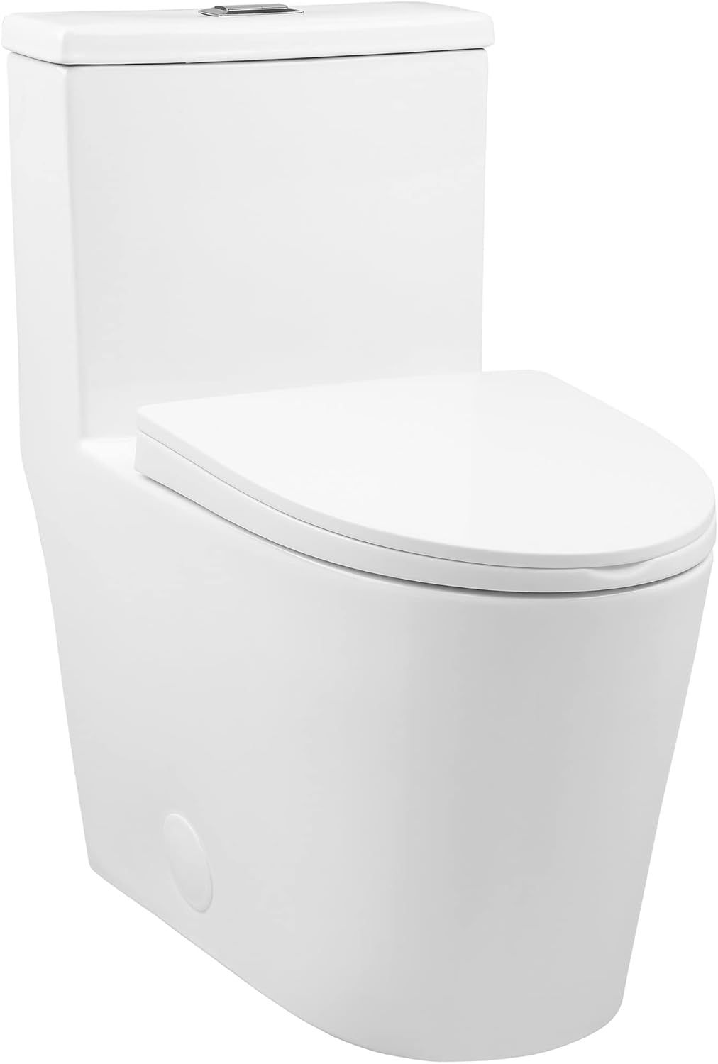 Glossy White Elongated Ceramic Dual Flush Toilet