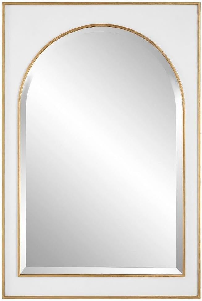 Gloss White and Gold Arch Wall Mirror