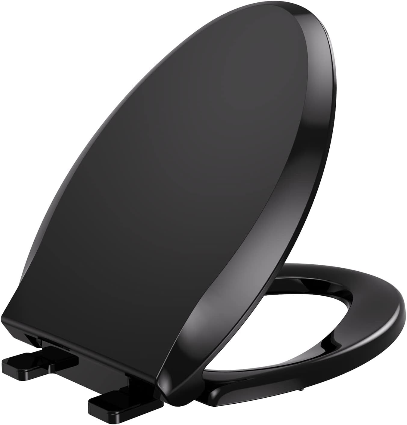 Black Elongated Quiet-Close Toilet Seat with ReadyLatch
