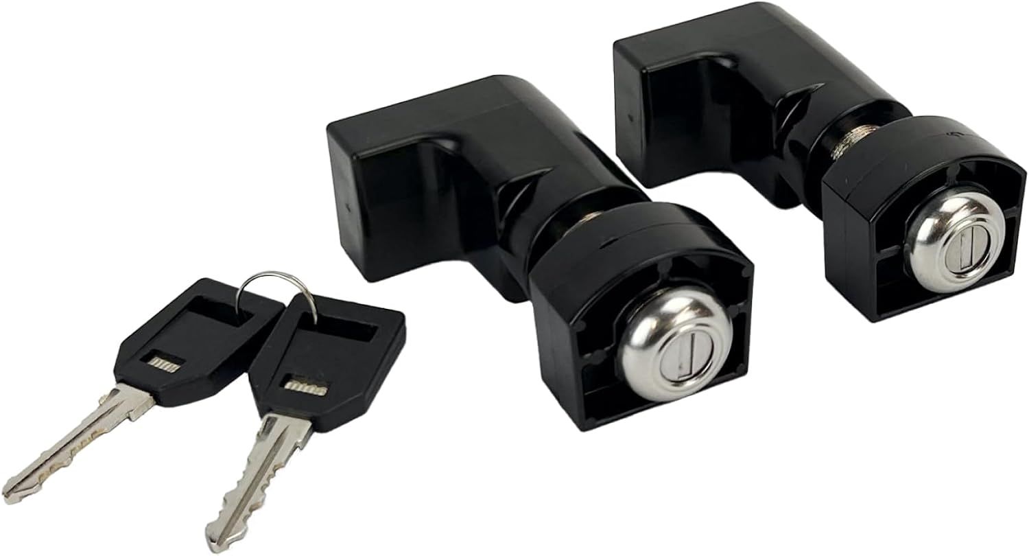 Black Steel Drawer System Locks with Custom Keys, 2-Pack