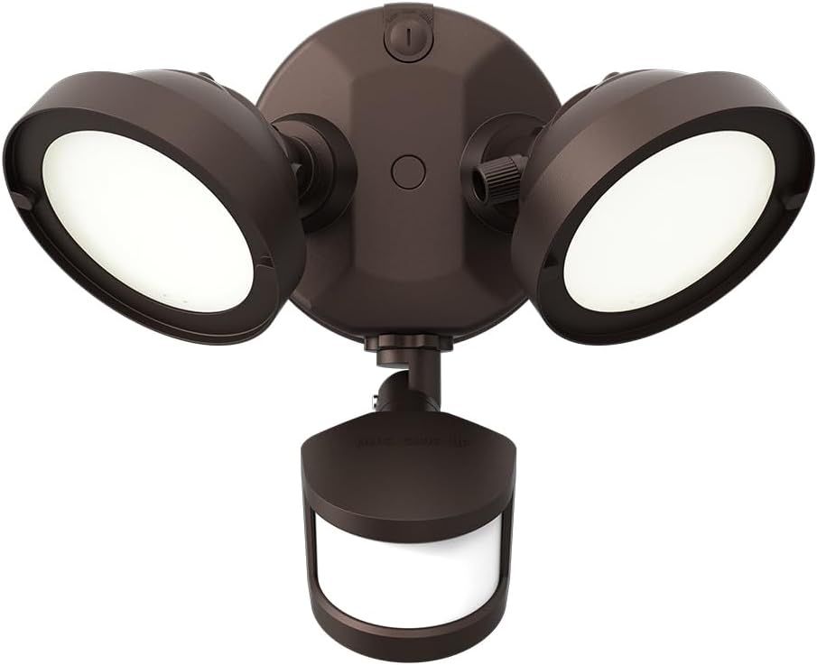 Bronze Twin Head LED Motion Sensor Security Flood Light