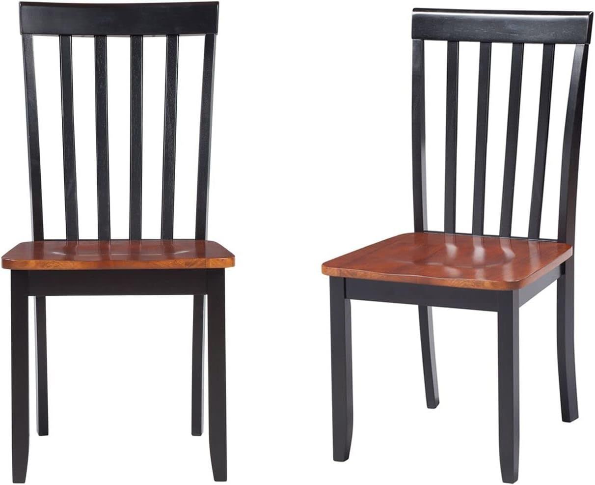 Black and Cherry Wood Transitional Side Chair Set