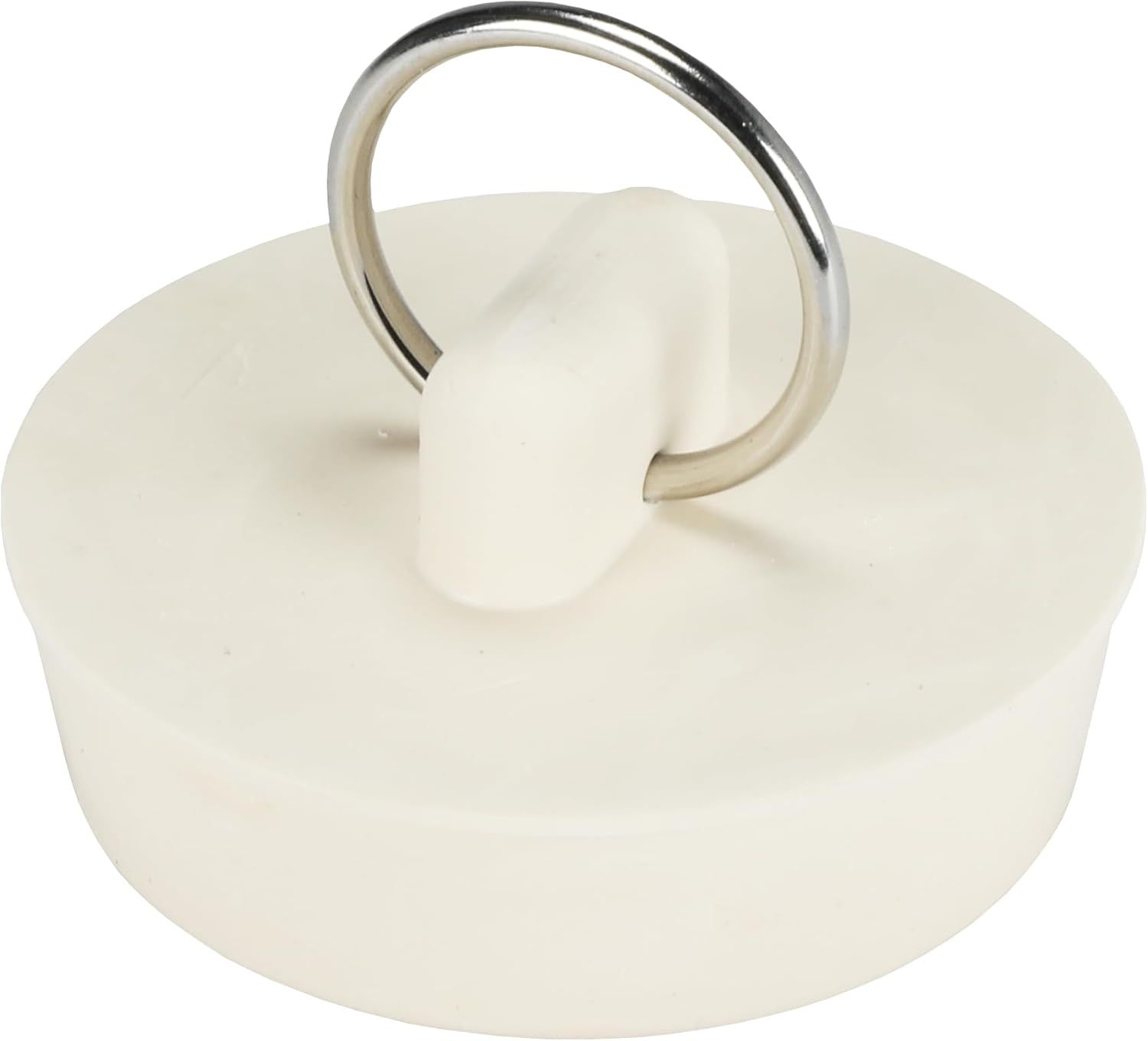 White Rubber Sink Stopper with Split-Type Ring, 1-1/2 inch