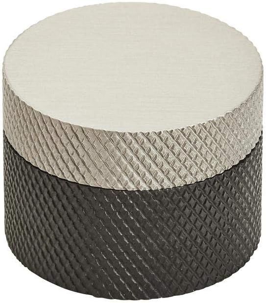 Matte Black and Silver Aluminum Round Cabinet Knob