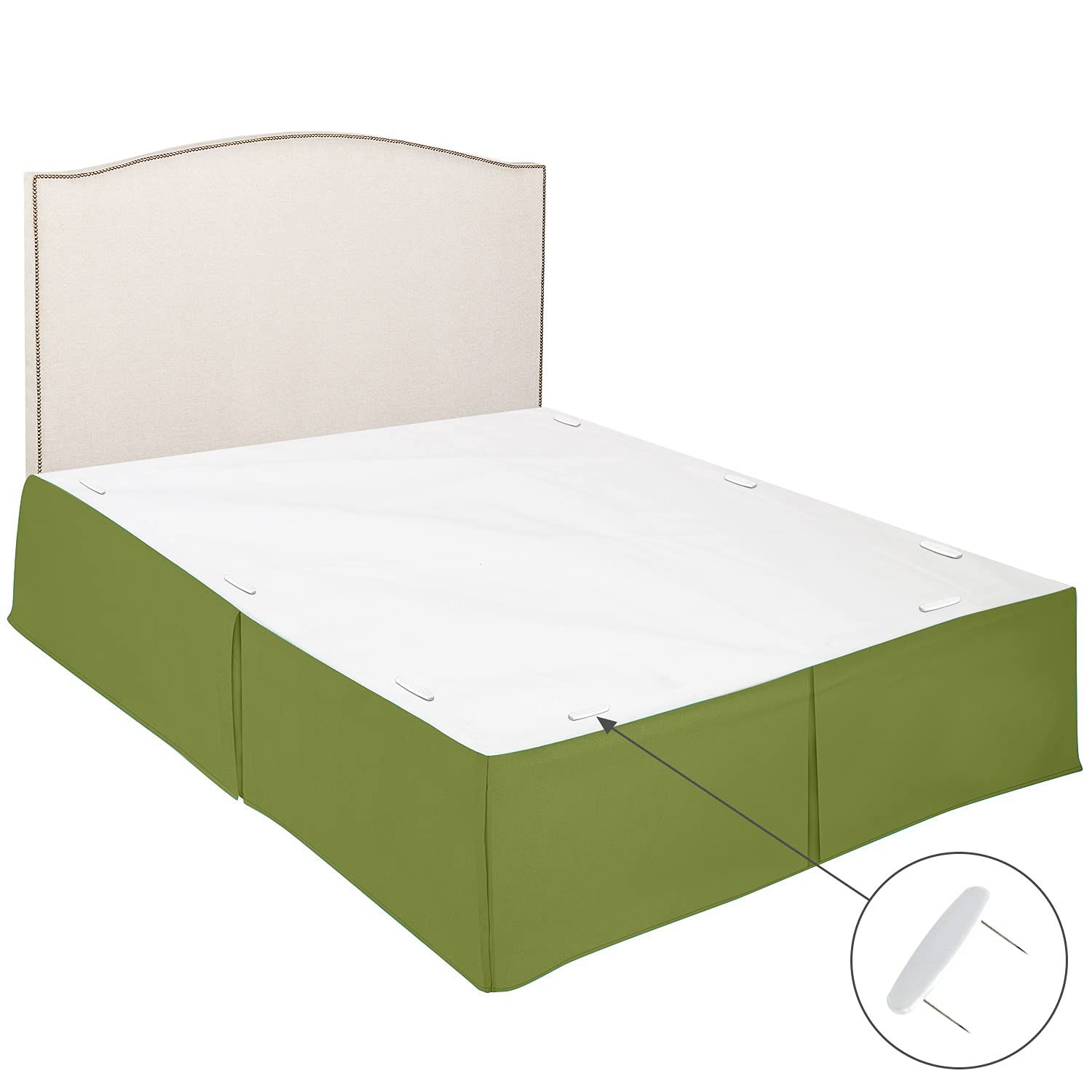 Calla Green Microfiber Queen Bed Skirt with 14" Drop