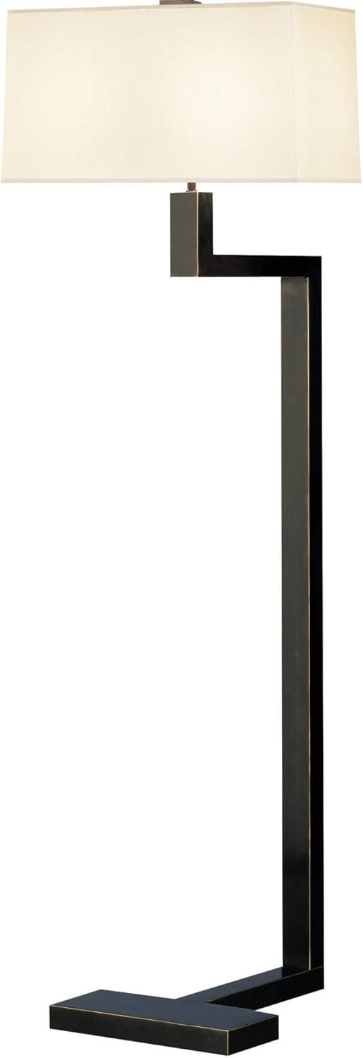 Deep Patina Bronze Adjustable Floor Lamp with Rectangular Shade