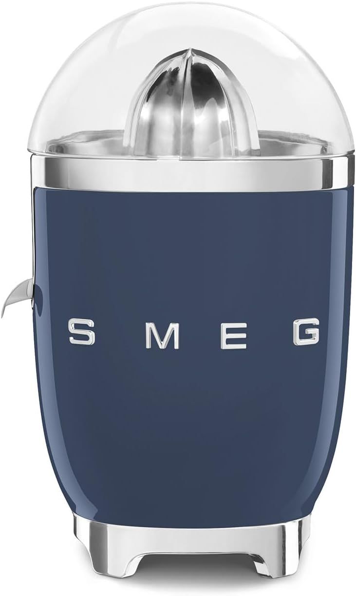 Navy Blue Retro Style Citrus Juicer with Stainless Steel