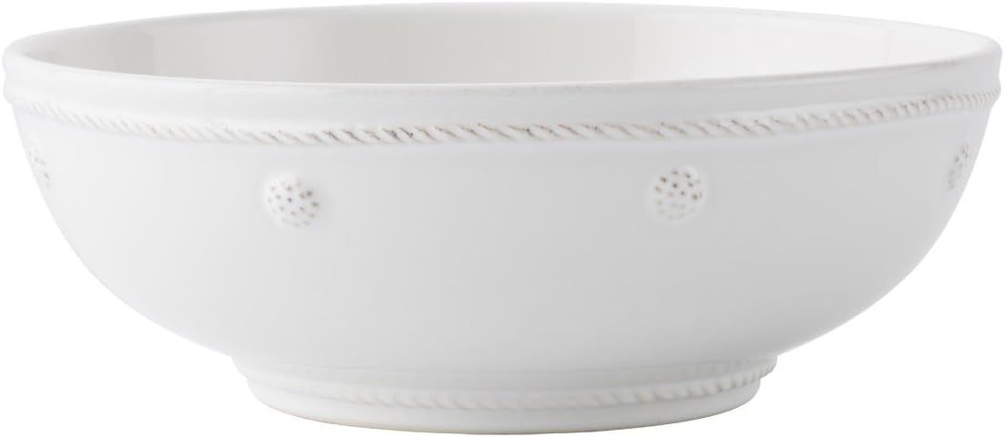 White Embossed Ceramic Cottagecore Pasta Bowl