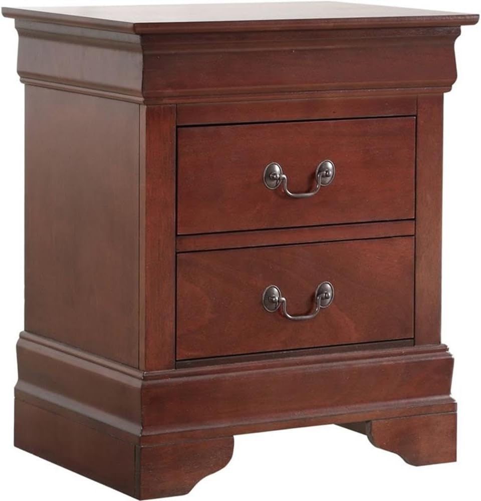 Cherry Stained 2-Drawer Engineered Wood Nightstand