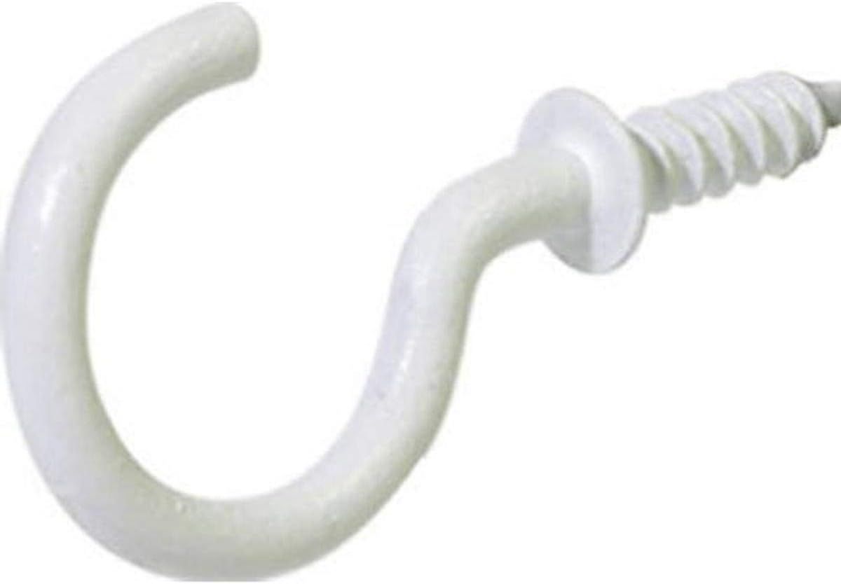 White Metal Screw-In Cup Hook, 1-1/4 Inch