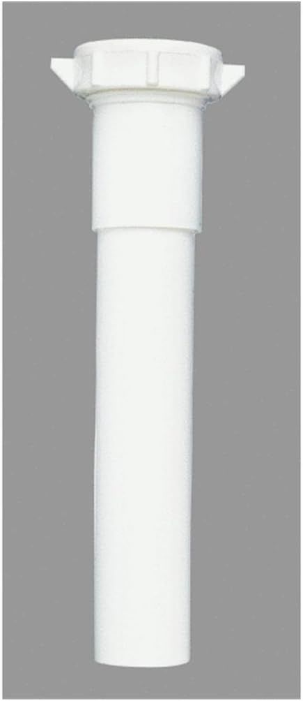 White Plastic 12-Inch Extension Tube for Sink Drainage