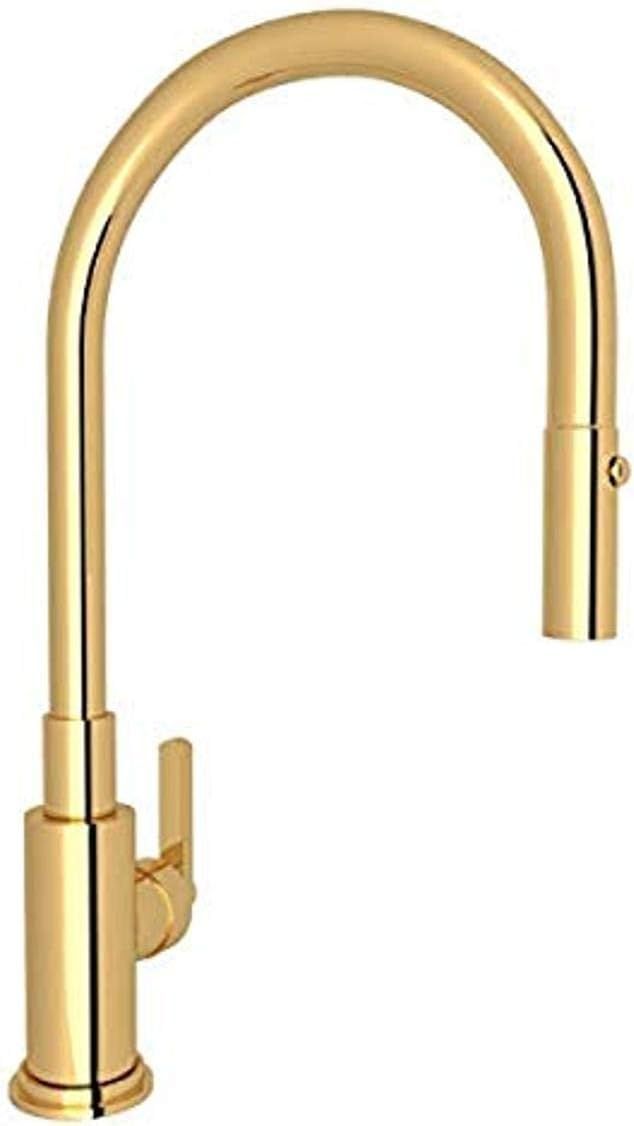 Classic Italian Brass Pull-Down Kitchen Faucet with Nickel Finish