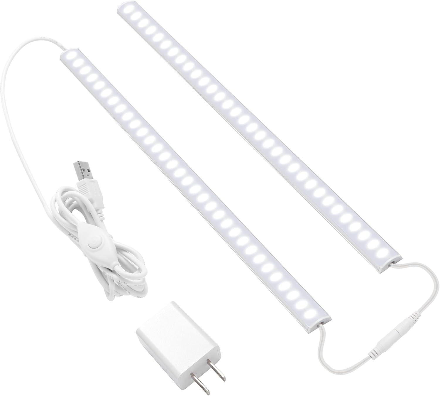 Slim Dimmable Cold White USB LED Light Bars, 12-Inch, 2-Pack