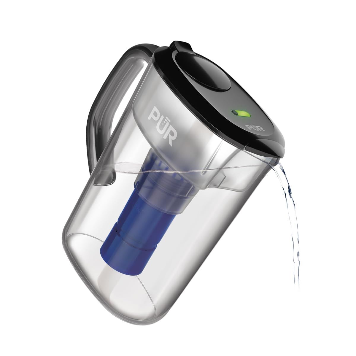 Smoke 7-Cup BPA-Free Water Filter Pitcher with 3-in-1 Filtration