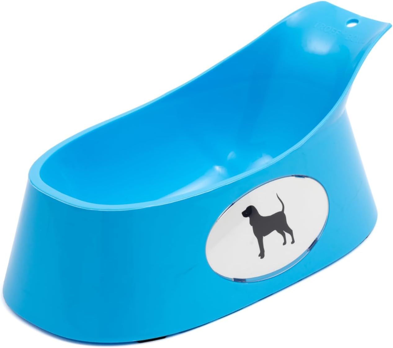 Small Blue Ergonomic Plastic Dog Bowl with Stand