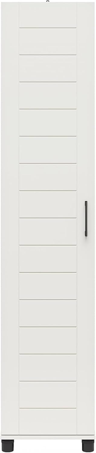 White Shiplap 1-Door Cabinet with Adjustable Shelves