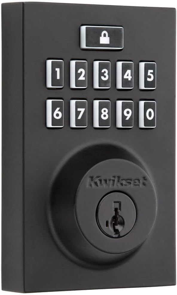 Matte Black Electronic Keypad Deadbolt with SmartKey Security