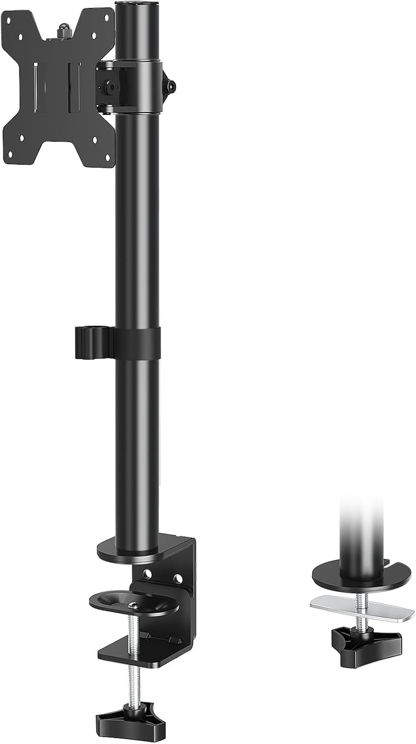 Adjustable Black Steel Single Monitor Desk Mount for 13-32 Inch Screens