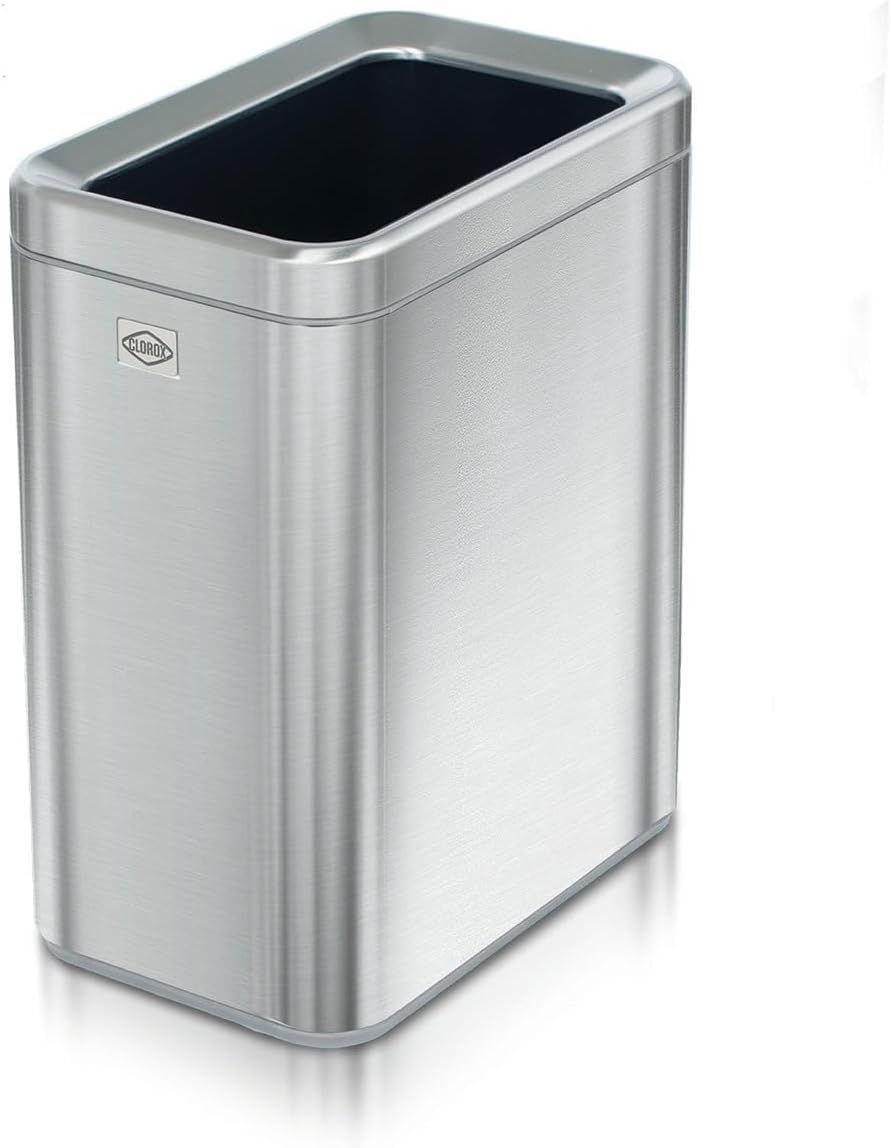 Slim Stainless Steel Rectangular Trash Can with Removable Bucket