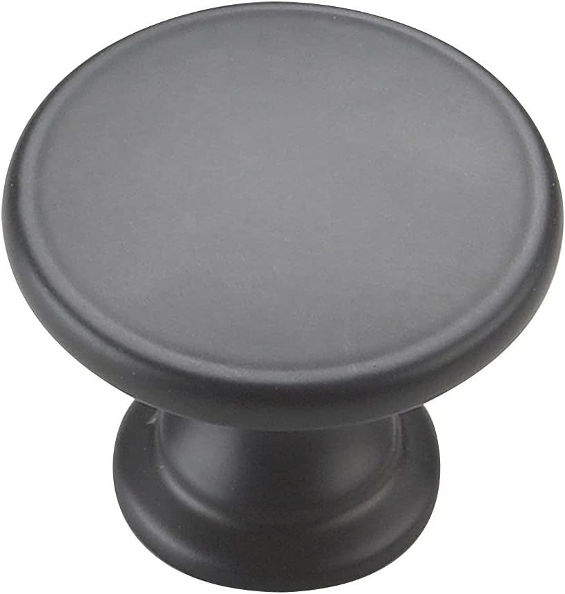 Black Round Metal Cabinet Knob with Mounting Hardware