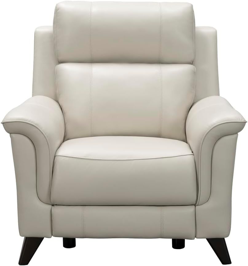 Laurel Cream Leather Wood Contemporary Recliner Chair