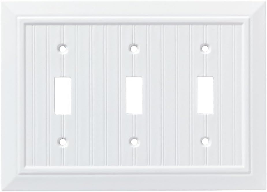 White Beadboard Triple Switch Wall Plate