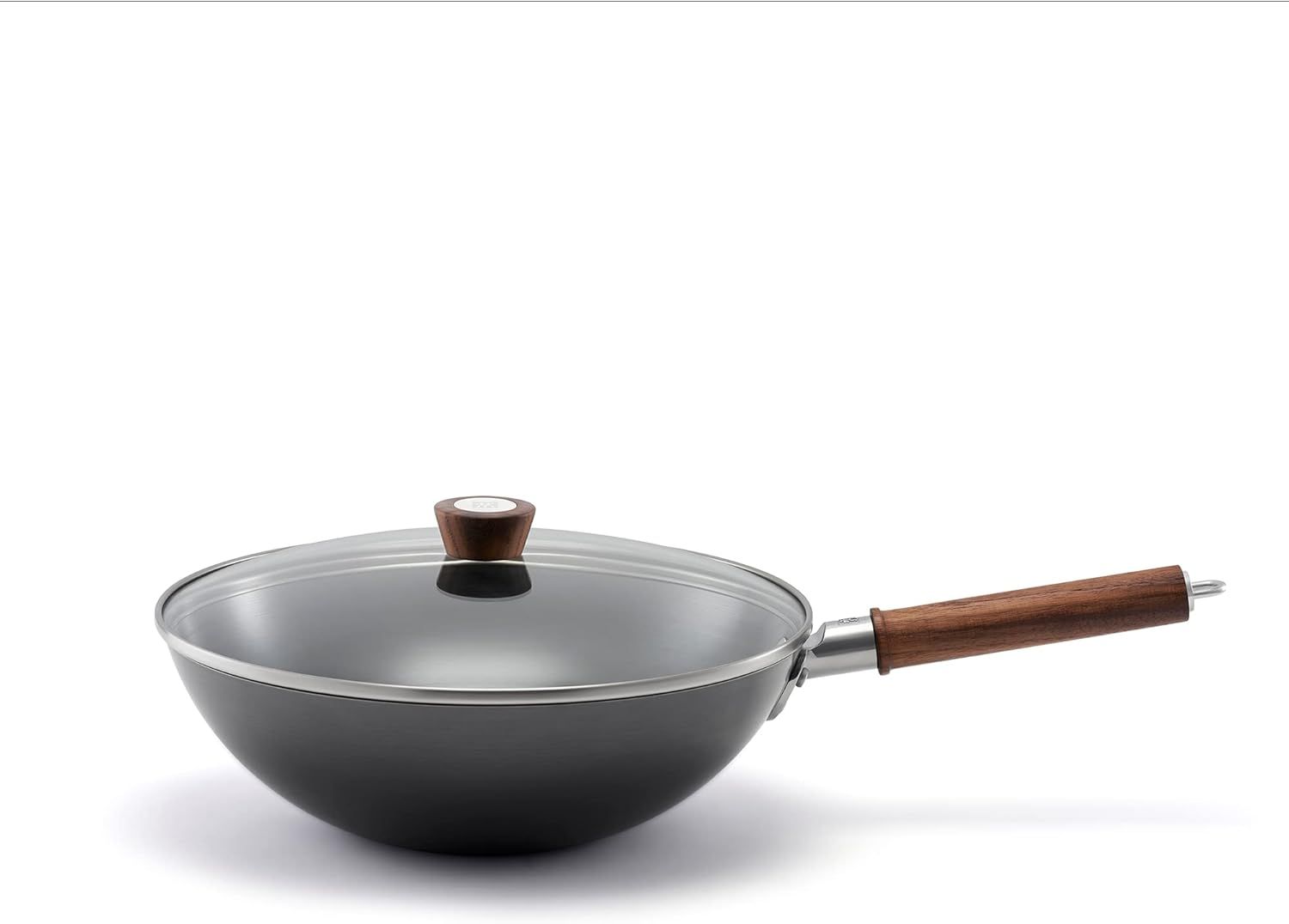 Zwilling 12-Inch Black Carbon Steel Wok with Walnut Handle