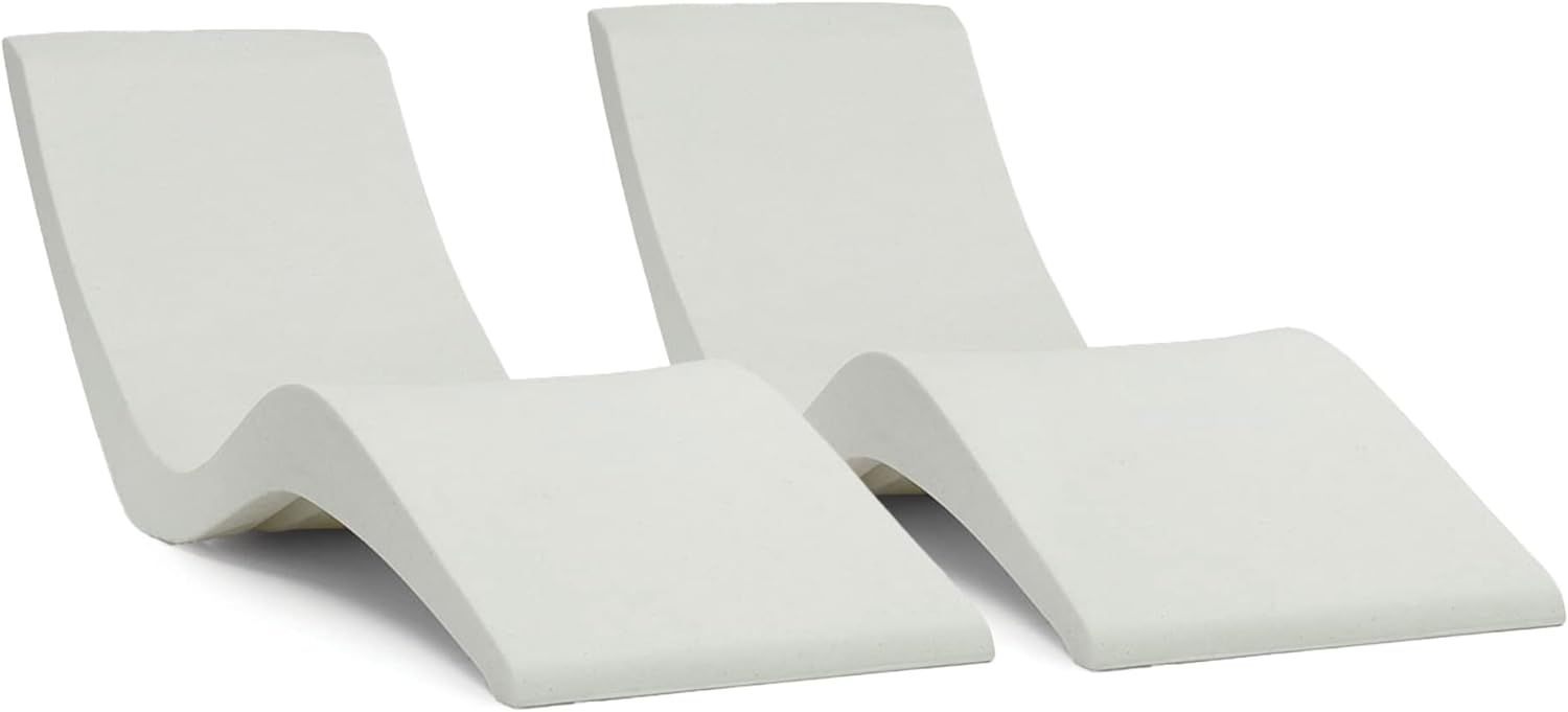 White Granite Resin Outdoor Single Chaise Lounger