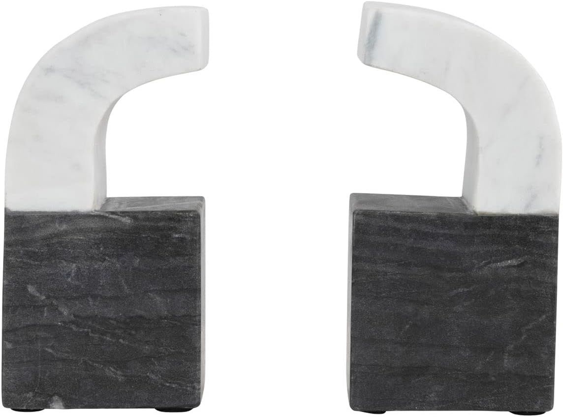 Contemporary Two-Tone Marble 6'' Bookends Set