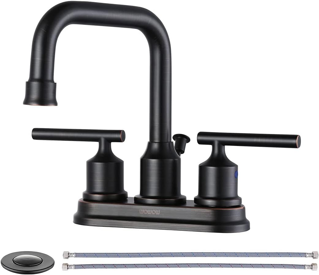 Oil Rubbed Bronze Double Handle High Arc Bathroom Faucet