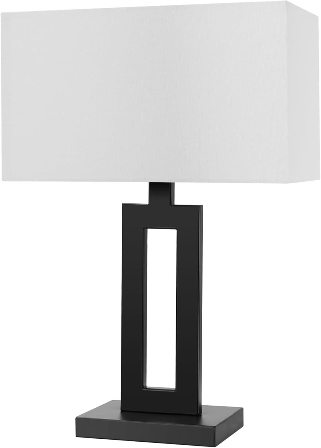 Matte Black 20" Table Lamp with White Linen Shade