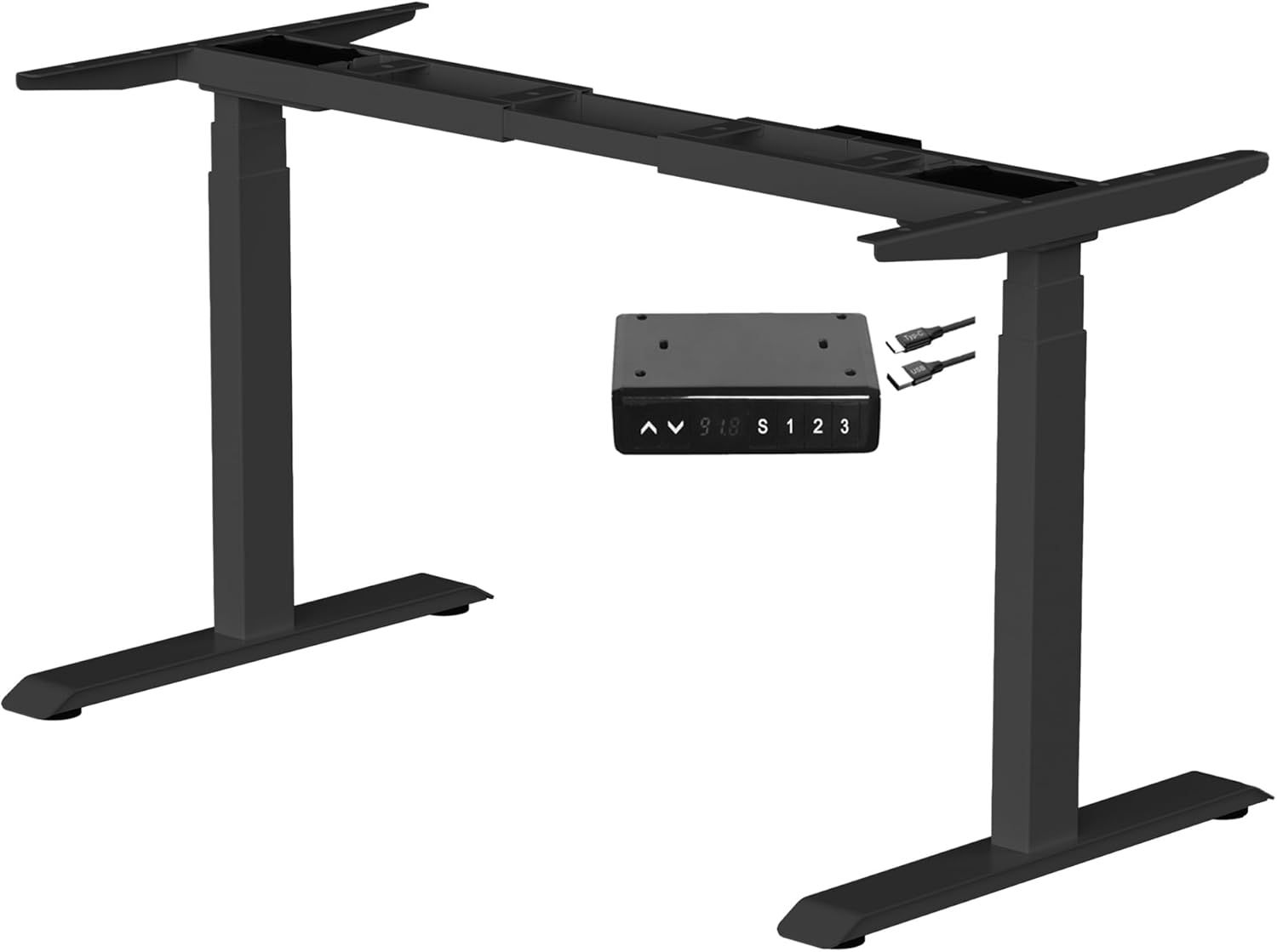 Black Dual Motor Electric Adjustable Standing Desk Frame