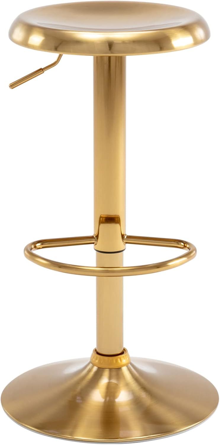 Gold Adjustable Swivel Backless Metal Bar Stool