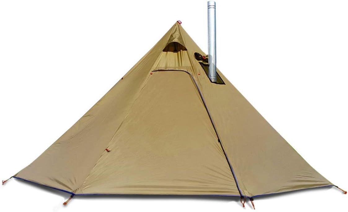 Ultralight Green 4-Person Four-Season Tipi Tent with Stove Jack