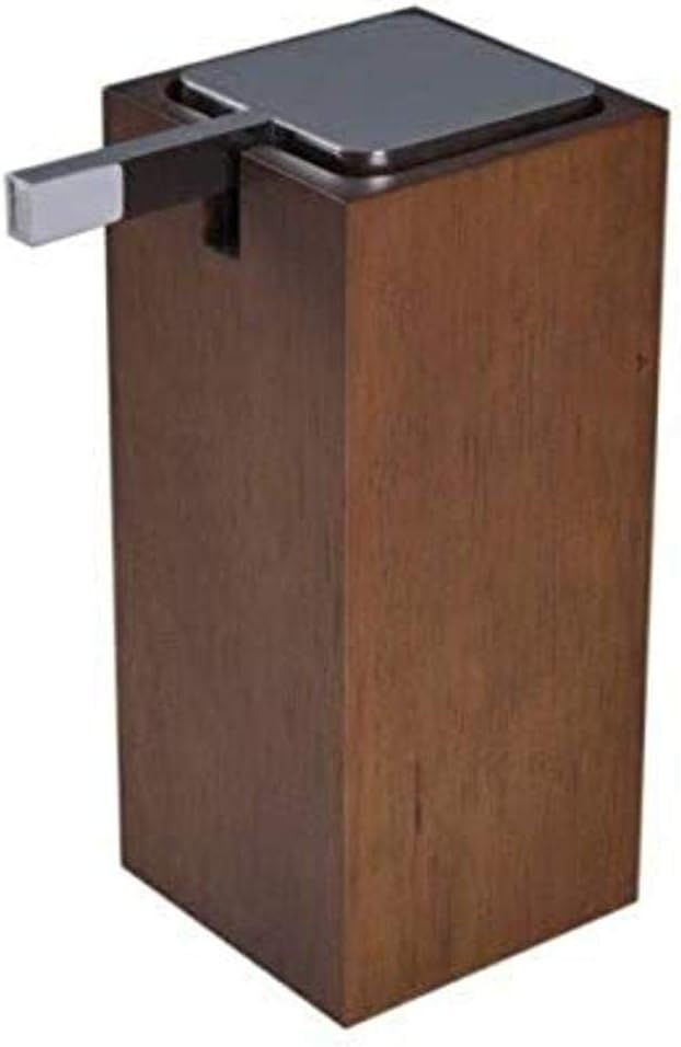 Tall Brown Wood and Resin Soap Dispenser