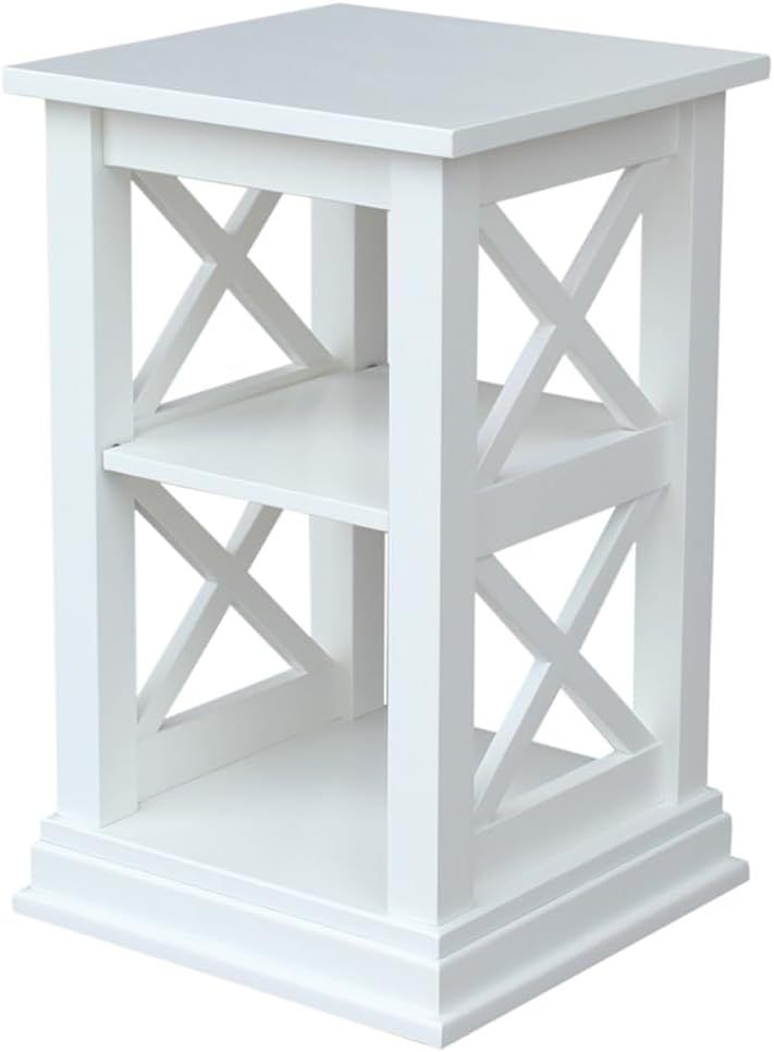 Hampton Square White Solid Hardwood Accent Table