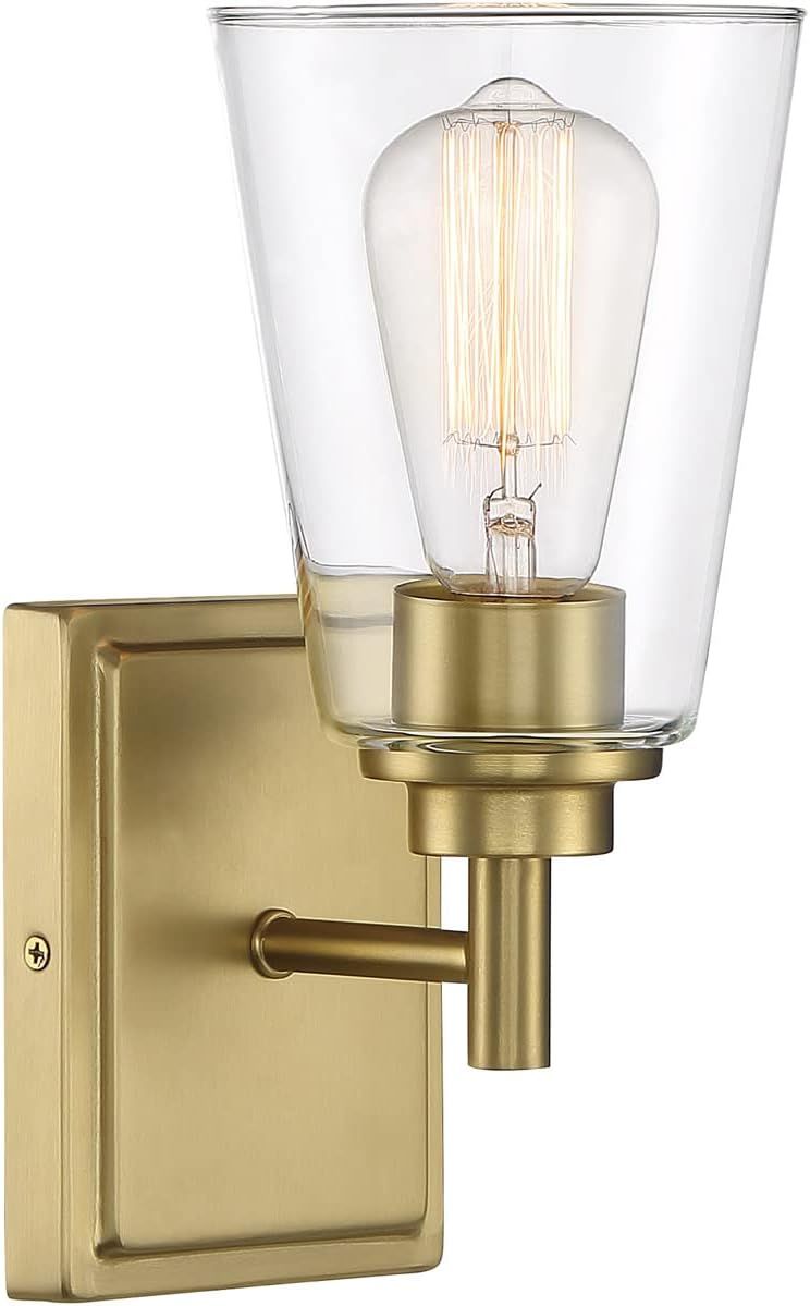 Westin Brushed Gold Dimmable Vanity Light with Clear Glass Shade