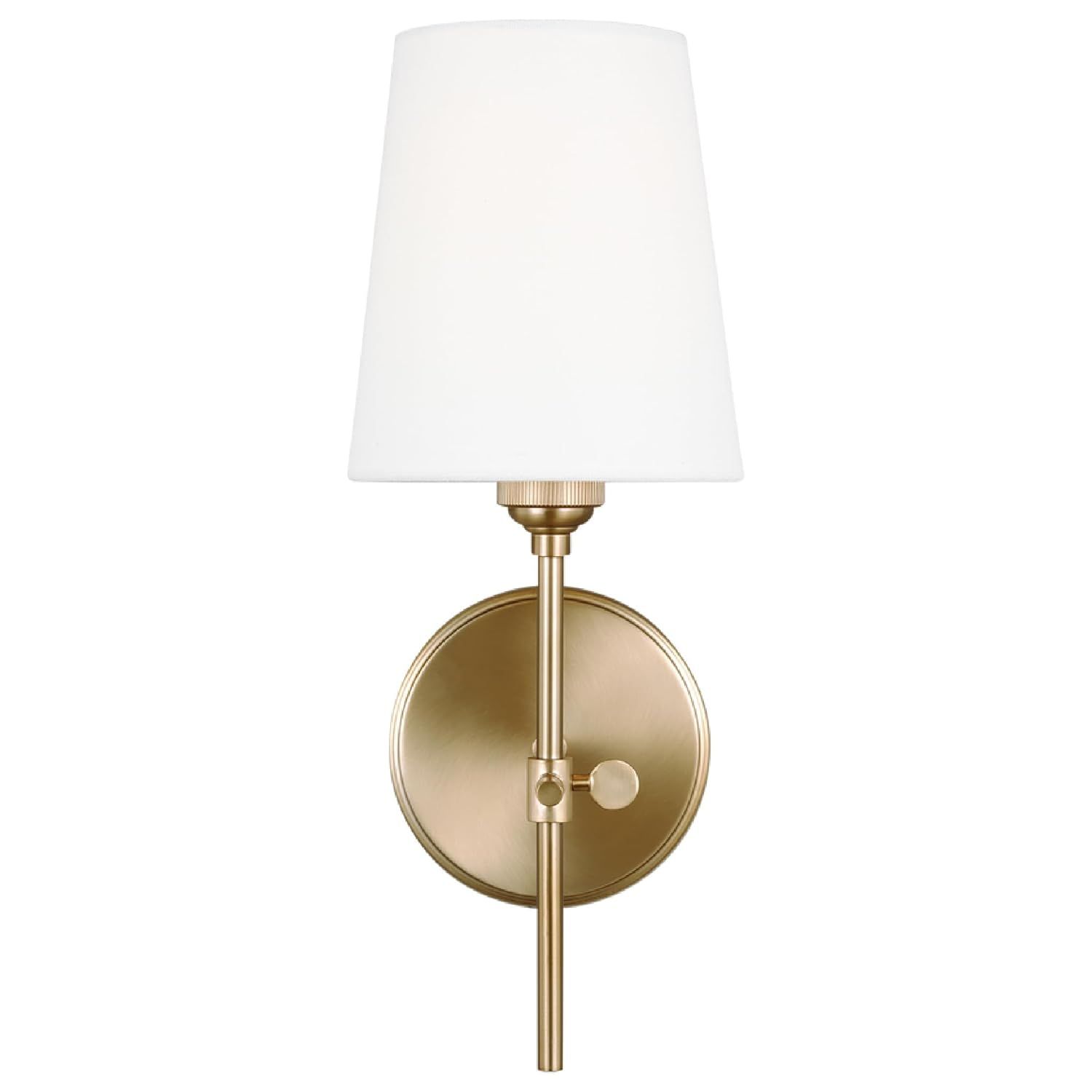 Satin Brass Wall Sconce with White Linen Shade