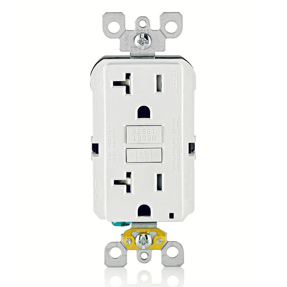 White Tamper-Resistant GFCI Outlet with LED Indicator