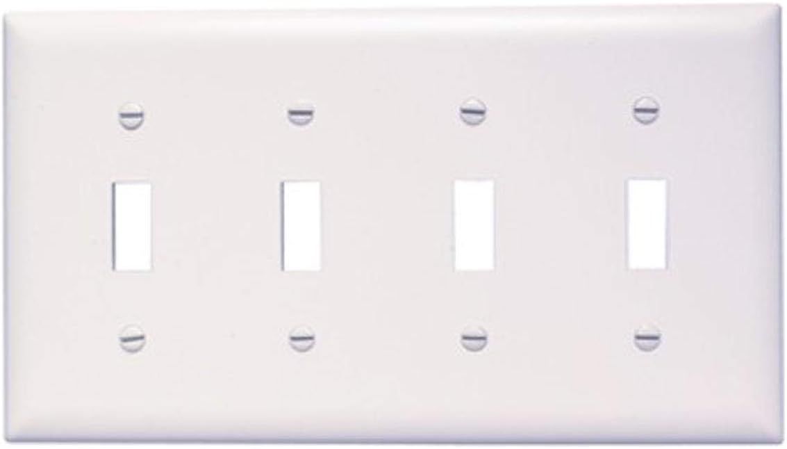 White 4-Gang Unbreakable Nylon Toggle Wall Plate