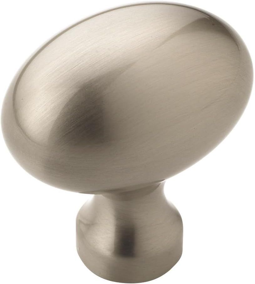 Satin Nickel Oval Cabinet Knob with Mounting Hardware