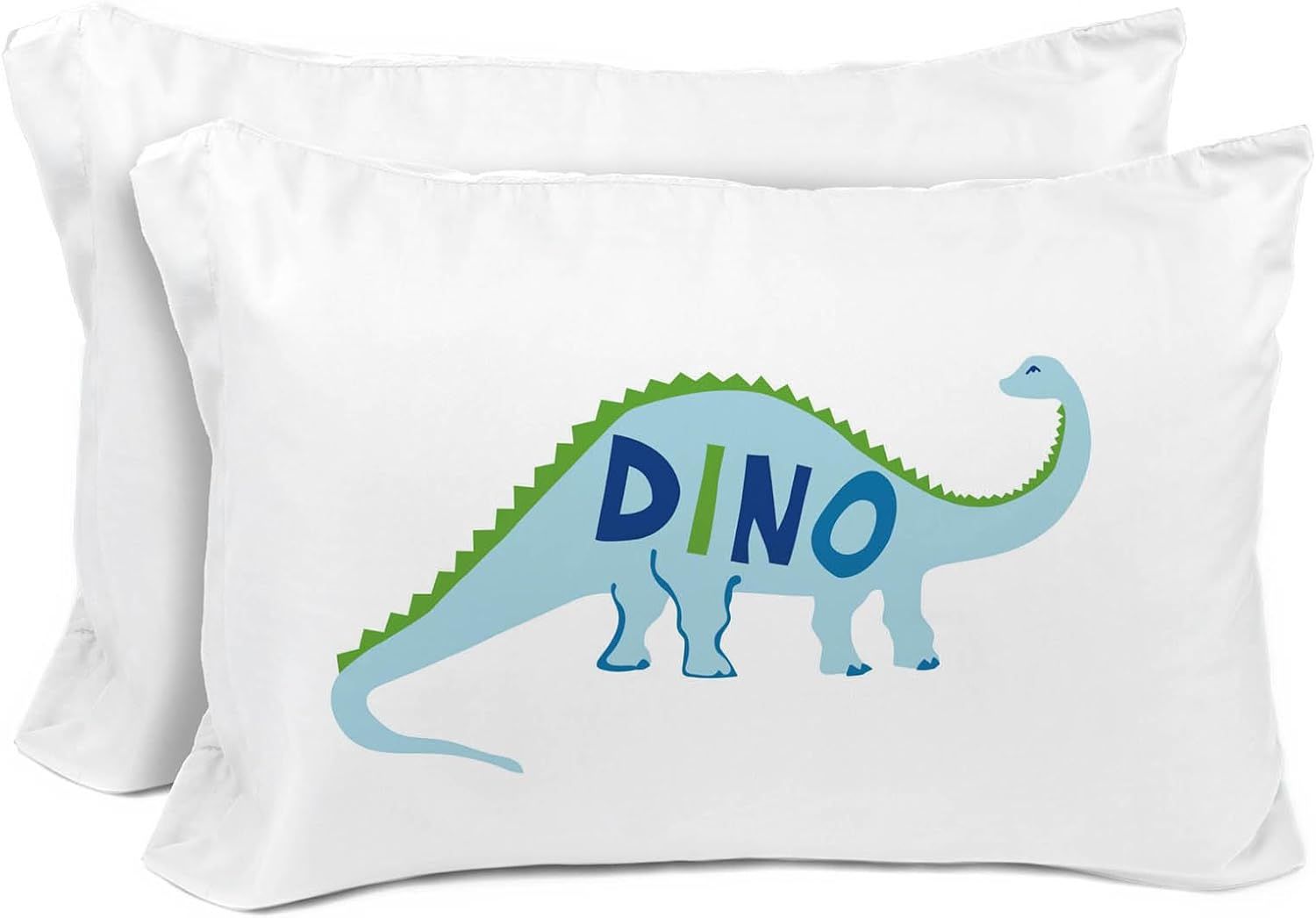 Kids Standard White Dinosaur Microfiber Pillowcase Set