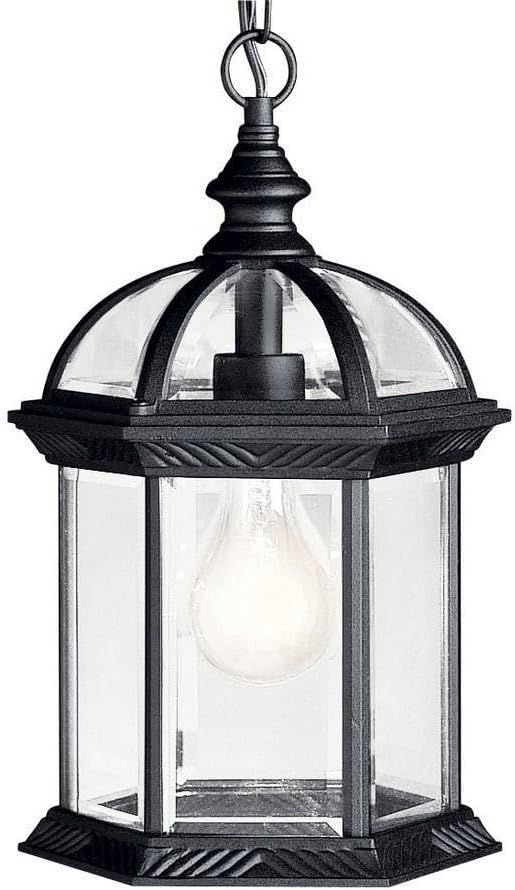 Black and Clear Glass LED Hanging Lantern