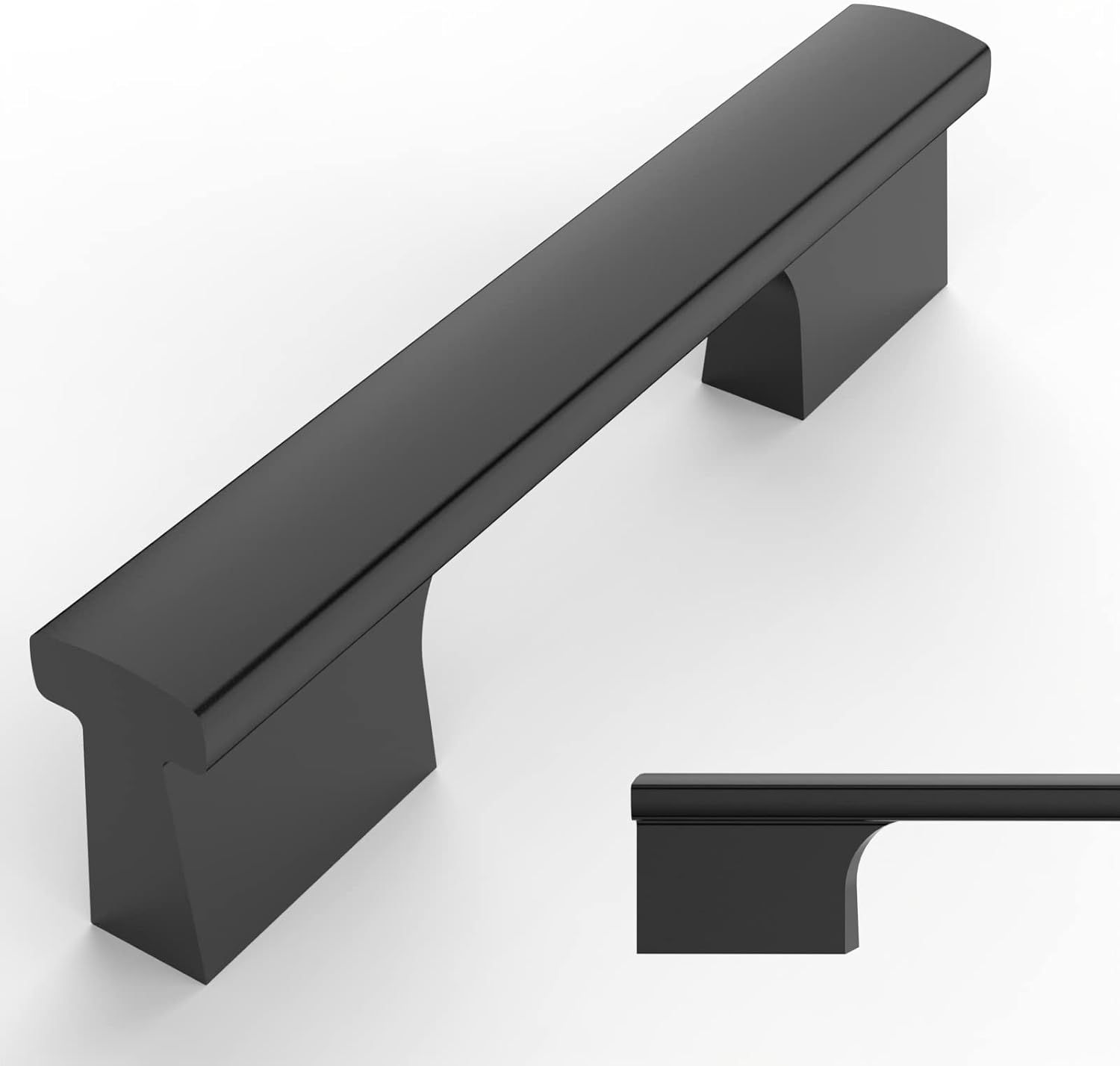 Matte Black Modern Cupboard Drawer Pulls with Mounting Hardware, 10 Pack