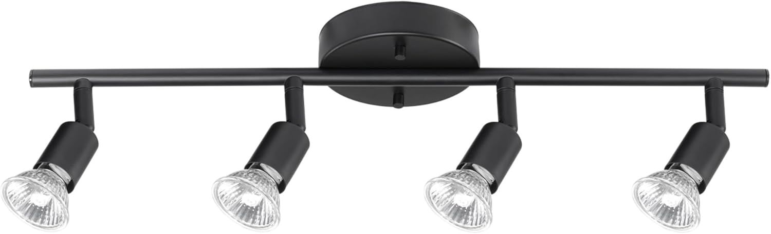 Matte Black 4-Light Adjustable Track Lighting Fixture