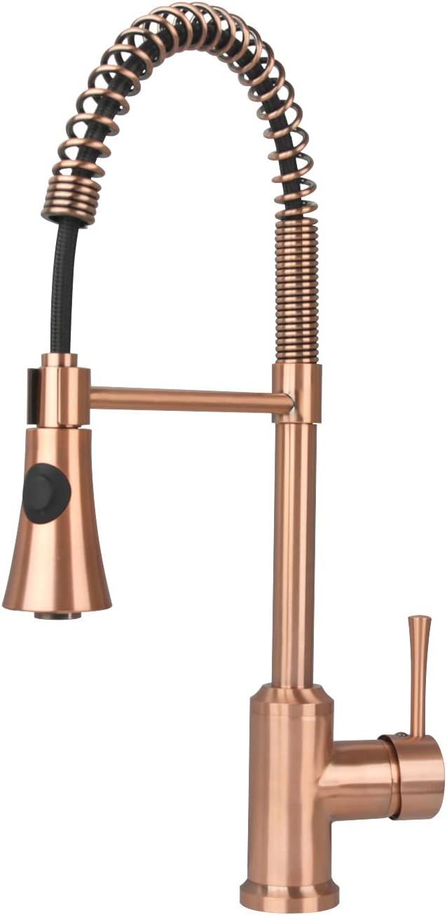 Copper Brushed Pull-Down Kitchen Faucet with Spray