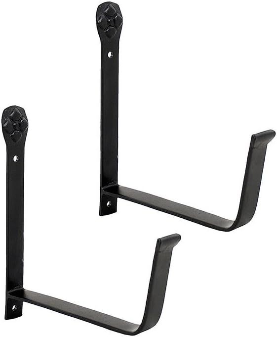 Black Iron 6-Inch Wall-Mount Flower Box Brackets